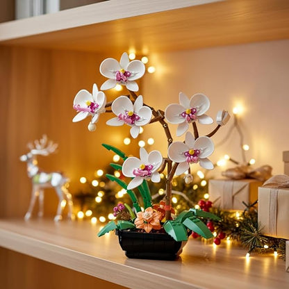 WISEPLAY White Orchid Building Block Flower Set for Adults – 581 PCS Botanical Collection Model Kit Elegant for Women Creative Adult Craft Set