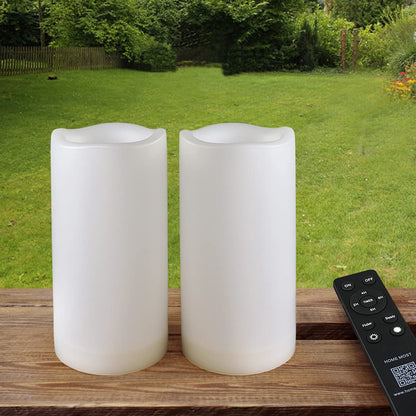 HOME MOST Pack of 2 White 3x6 LED Pillar Candles Outdoor IP65 Waterproof - Pillar Candles Battery Powered with Timer and Remote - Battery Operated Unscented Outdoor Flameless Candles Flickering