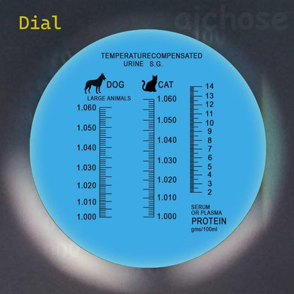 3-in-1 Animal Clinical Refractometer, Measuring Animal's Health Index of Urine Specific Gravity and Serum Protein, Ideal for Veterinary and Pet Owner