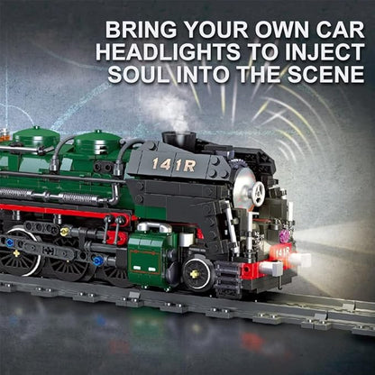 French 141R Steam Locomotive Building Bricks Set -Retro Steam Train Building Toy Sets Large Locomotives Display Toy with Train Tracks for Adults (1782 PCS)