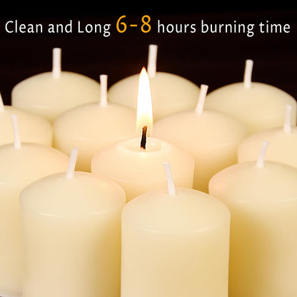 TELOSMA Pure Beeswax Candles Unscented - Natural Votive Candles Smokeless - Drippless Mini Beeswax Pillar Candle for Home, Restaurants, Parties Decorations -Pack of 24, Off White