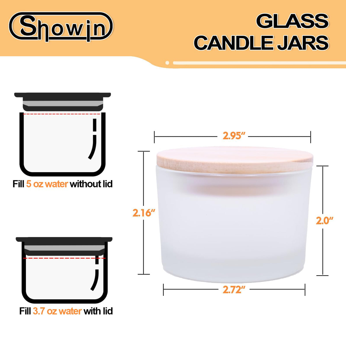SHOWIN Thick Candle Jars for Making Candles 20 Pcs, 4 OZ Empty Jars with Wood Lids for Candle Making, Sample Container, Frosted White