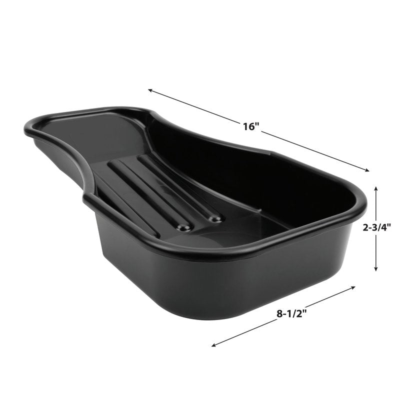 Performance Tool W4073 Heavy Duty 2.8 Quart Oil Drain Pan with Splash Guard and Tapered Spout for Lawn Equipment and Motorcycles