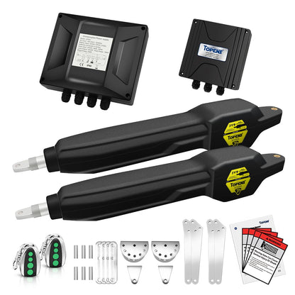 TOPENS JY9132 Automatic Gate Opener for Super Heavy Duty Dual Swing Gates Up to 20ft per Arm, Commercial Double Swing Gate Operator AC Powered with Remote Control Kit Solar Compatible