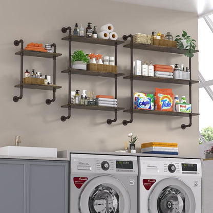 Helsin 24inch Industrial Pipe Shelving and 32inch Industrial Pipe Shelves Product Bundle