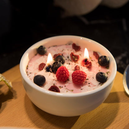 Realistic Fruity Yogurt Smoothie Bowl Scented Vegetable Wax Candle