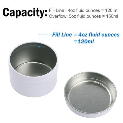 Biugaaufai 48 Pack 4 oz White Metal Candle Tins with Lids, Round, 4 oz Capacity, Cylindrical, DIY Candle Making and Storage