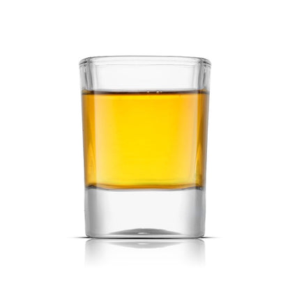 JoyJolt Glass Shot Glasses Set of 10 - City 2oz Heavy Base Square Shot Glasses, Perfect for Espresso, Tequila, Aperitif, Limoncello Liqueur