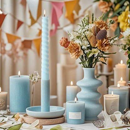 8 Pack 10 Inch Baby-Blue Spiral Taper Candle Set, 7/8 Inch Unscented Driples Candlesticks for Home Decoration, 6-7 Hours Burn