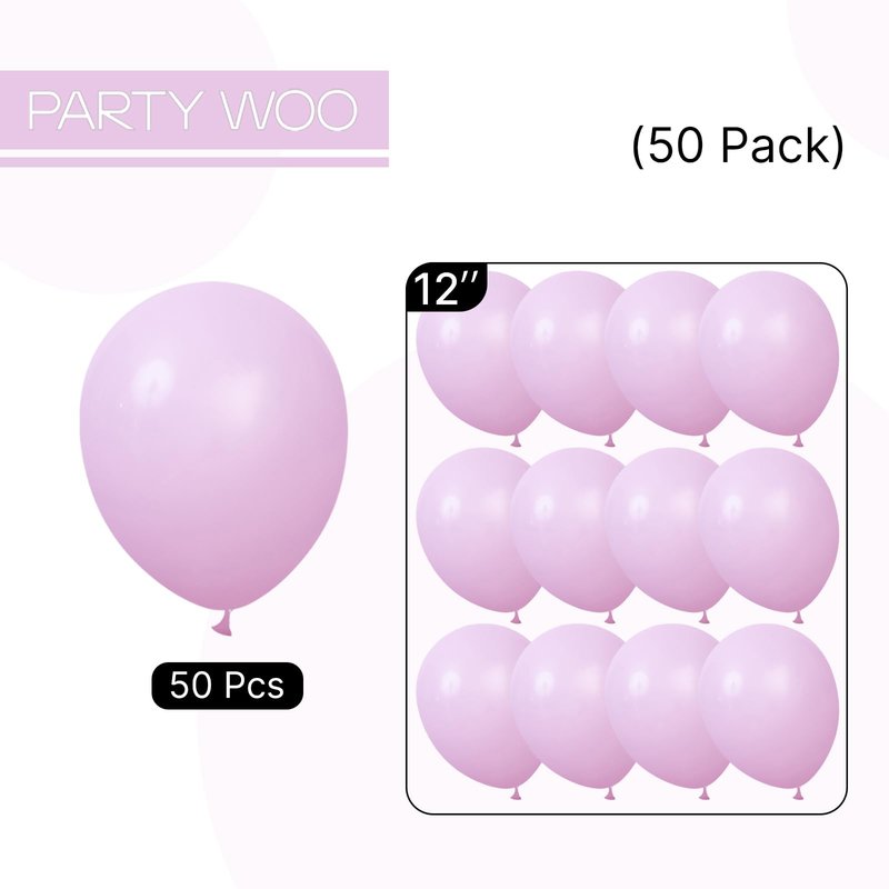 PartyWoo Baby Pink Balloons 50pcs 12 Inch Pastel Light Pale Pink Latex Helium Balloons for Anniversary Wedding Baby Shower Gender Reveal Butterfly Princess Birthday Party Decorations Pink-Q04
