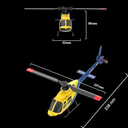 A60 206 Remote Controlled Helicopter Aircraft Plane 4CH RC Heli Aileronless 1/42 Scale 6-Axis Gyroscope Altitude Hovering Optical Flow Position 2Battery for Adults Beginners Yellow
