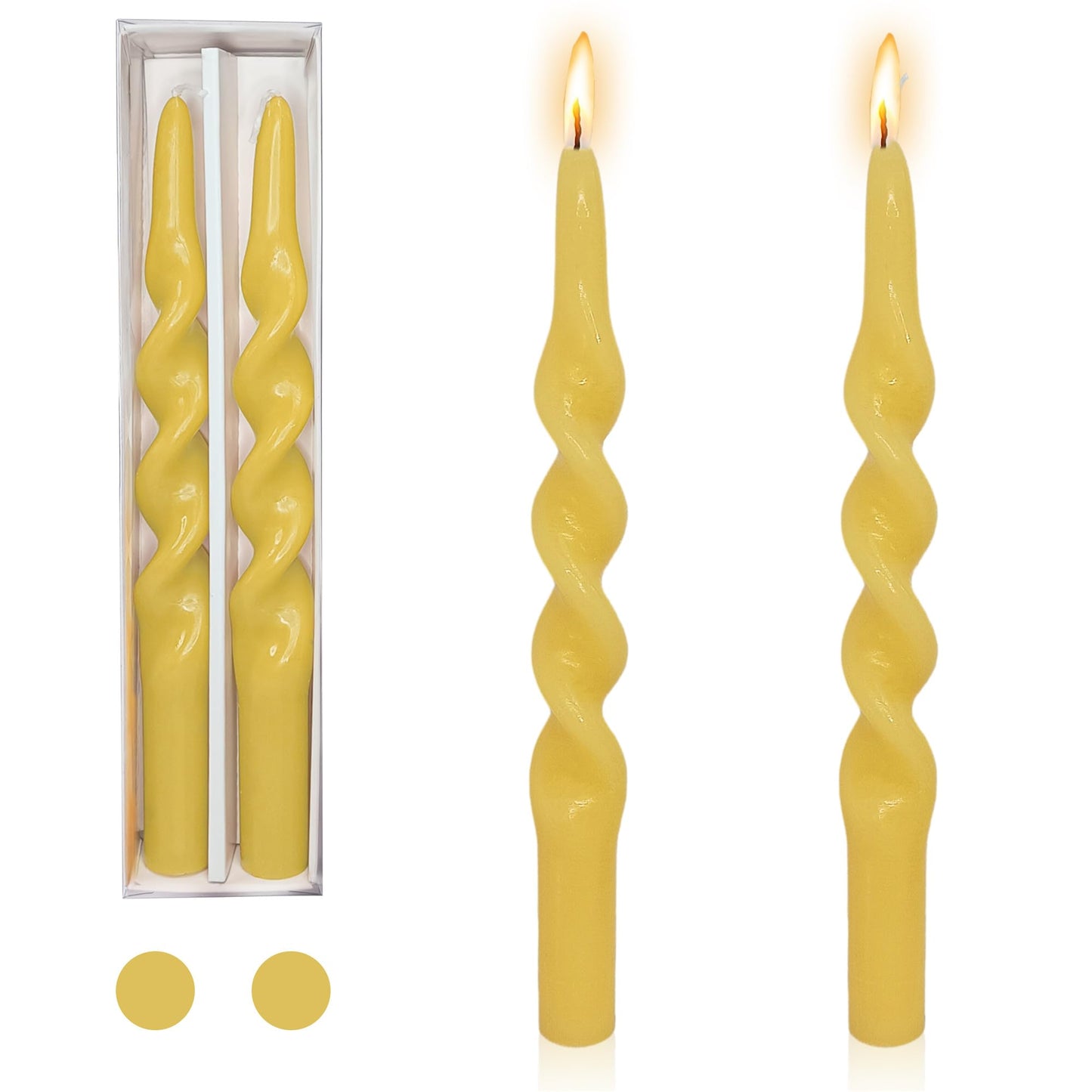 Long Taper Candle Beeswax Candlestick,Gedengni Handcrafted Bees Wax Spiral Candles Scented Tapered Candle Twisted Candlesticks Wedding Home Dinner Wedding Party Decor,1D-Beeswax