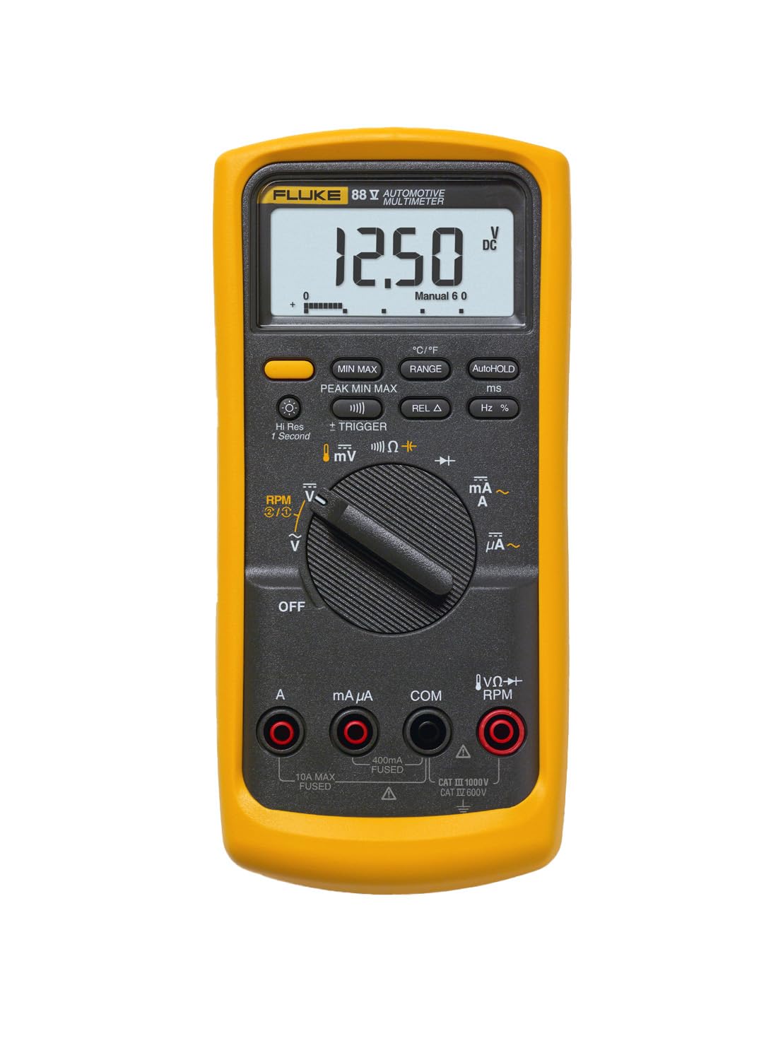Fluke 88V Deluxe Automotive Multimeter, Troubleshoot Problems on Conventional and Hybrid Vehicles, Measures Pulse Width, and Duty Cycle