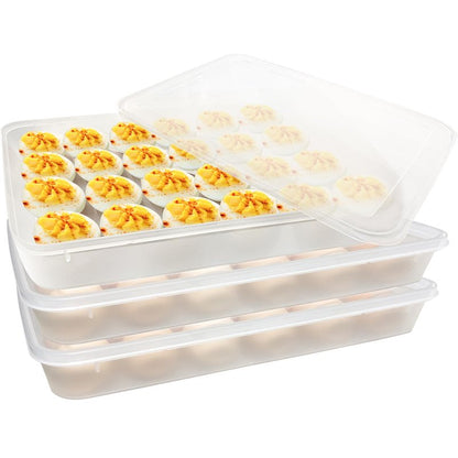 Jgalnim 3Pack Egg Trays,Deviled Egg Containers with Lid,Egg Container Carrier,Refrigerator Portable Egg Trays for 72 Eggs Storge Holder Easter Day Thanksgiving Party Home Kitchen Supplies