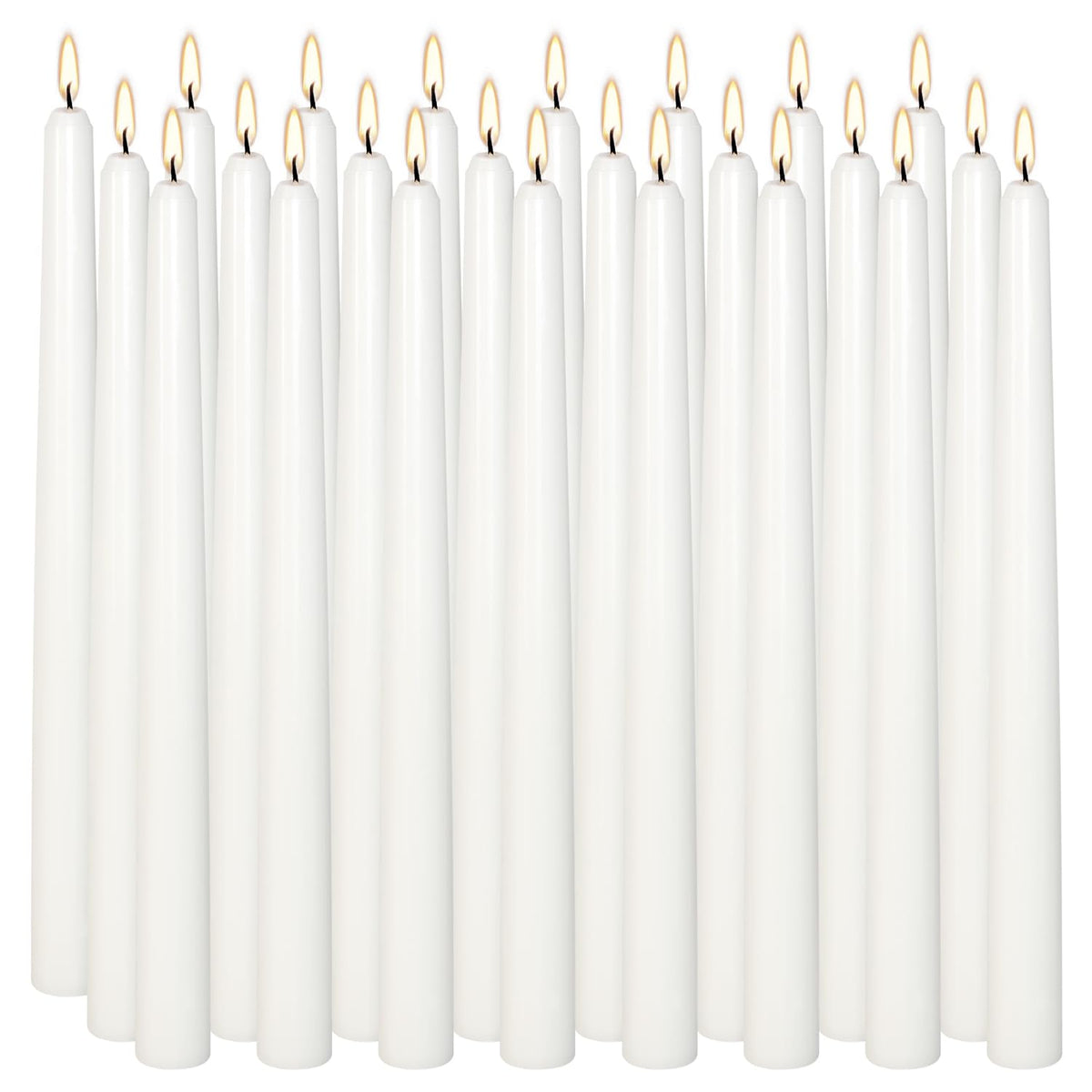 24Pack 10inch White Taper Candles- Dripless, Smokeless and Unscented candle-Long burning 8-9 Hours for home décor, Candlesticks, Dinner Table, Halloween,Vigil, Advent, Christmas, Thanksgiving, Kwanzaa