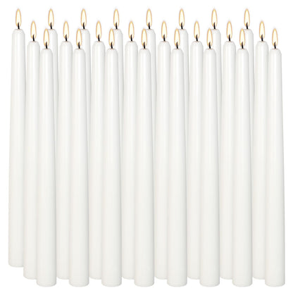 24Pack 10inch White Taper Candles- Dripless, Smokeless and Unscented candle-Long burning 8-9 Hours for home décor, Candlesticks, Dinner Table, Halloween,Vigil, Advent, Christmas, Thanksgiving, Kwanzaa