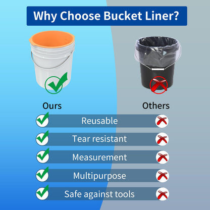 Dxmnoly 5 Gallon Silicone Bucket Liner - Reusable Measuring Mixing Liner for Concrete, Mortar, Grout, Paint - Food Grade Non-Stick with Measurement Marks - Easy to Clean & Durable (Orange)