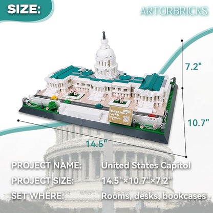 Architectural United States Capitol Building Collection Building Set Model Kit and Gift for Adults (1074 Pieces)