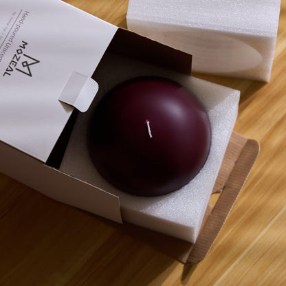 MOZEAL Hand-Poured, 6 Inch Burgundy Large Round Ball Candles - Elegant Burgundy Round Pillar Candles, Dripless, Unscented, Smokeless, Ideal for Intimate Gatherings.