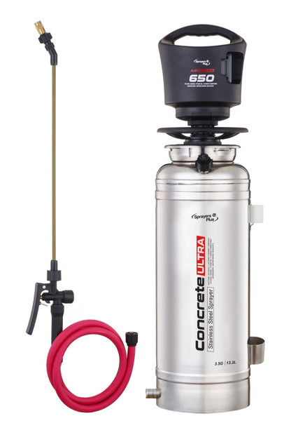 Sprayers Plus 650 Air Ultra 3.5 Gallon Battery Powered Concrete Sprayer, Stainless Steel Construction,Brushless Motor,Adjustable Pressure 22-36 PSI,16V Li-ion Battery,for Sealing,Curing Industrial Use