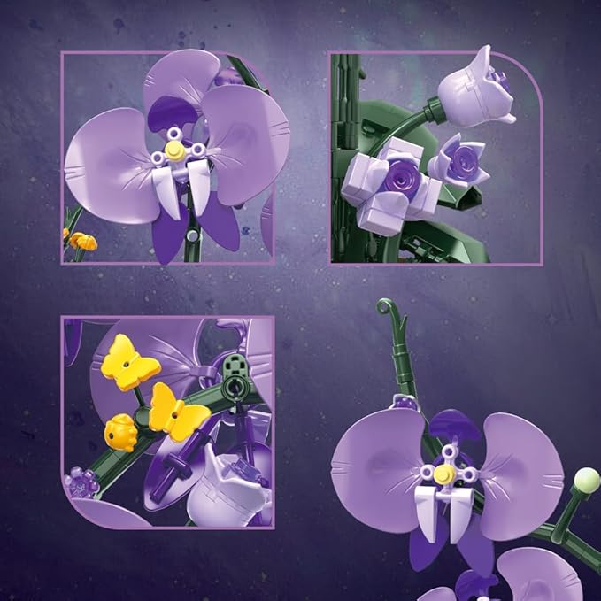 39119 Moth Orchids Building Blocks Flower Set 832 Pieces of Floral and Plant Series Block Sets Adult Creative Enthusiast Model Gifts and Unique Collectibles Can be Used for Room Decoration