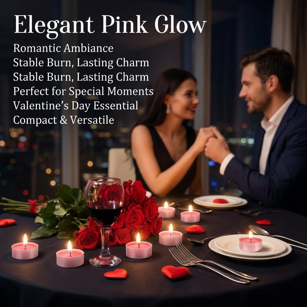 Pink Tea Lights Candles Set - MAQIHAN Mini Tealight Candles Votive Soy Candle with Cotton Wick for Home Decoration, Wedding, Emergencies, Shabbat, 25pcs