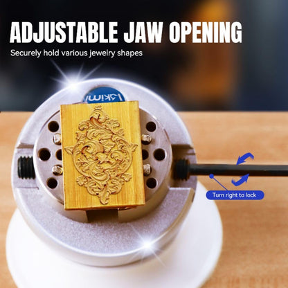 Lakimi Ball Vise - 3 Inch Engravers Vise with Self-Centering Jaw, Rotational Brake, 360° Rotation, 78 pcs Engraving Setting Tool Accessories, Stainless Steel A04C