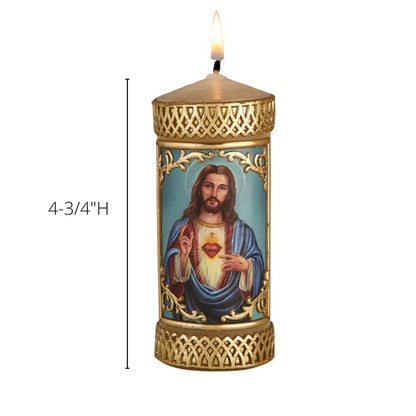Needzo Sacred Heart of Jesus Prayer Candle, Devotional Unscented Pillar Candles Decoration for Churches or Homes, 4.75 Inches