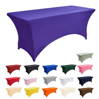ZarzaaSik 6-Pack 8ft Spandex Table Covers for Rectangle Folding Tables - Washable Elastic Tablecloth - Ultimate Fitted Table Protector for Birthday Parties, Trade Shows, Banquet