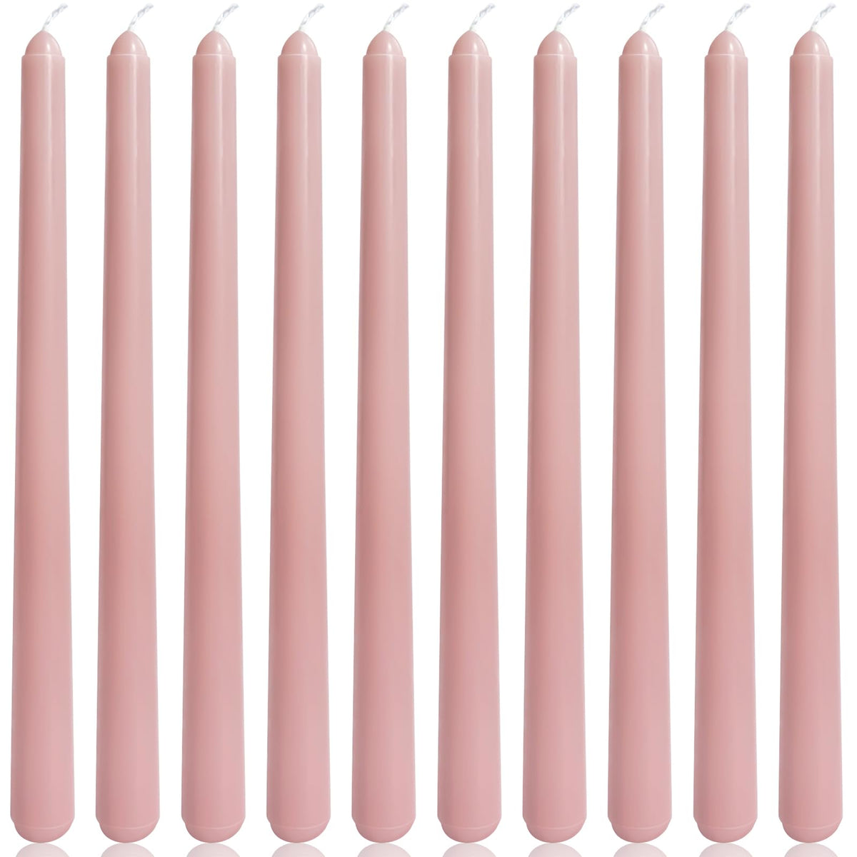 10 Inch Dusty Rose Taper Candles for Home Decoration, 10 Pack Unscented Candlesticks for Dinner Wedding Party, Smokeless and Dripless Candle Sticks