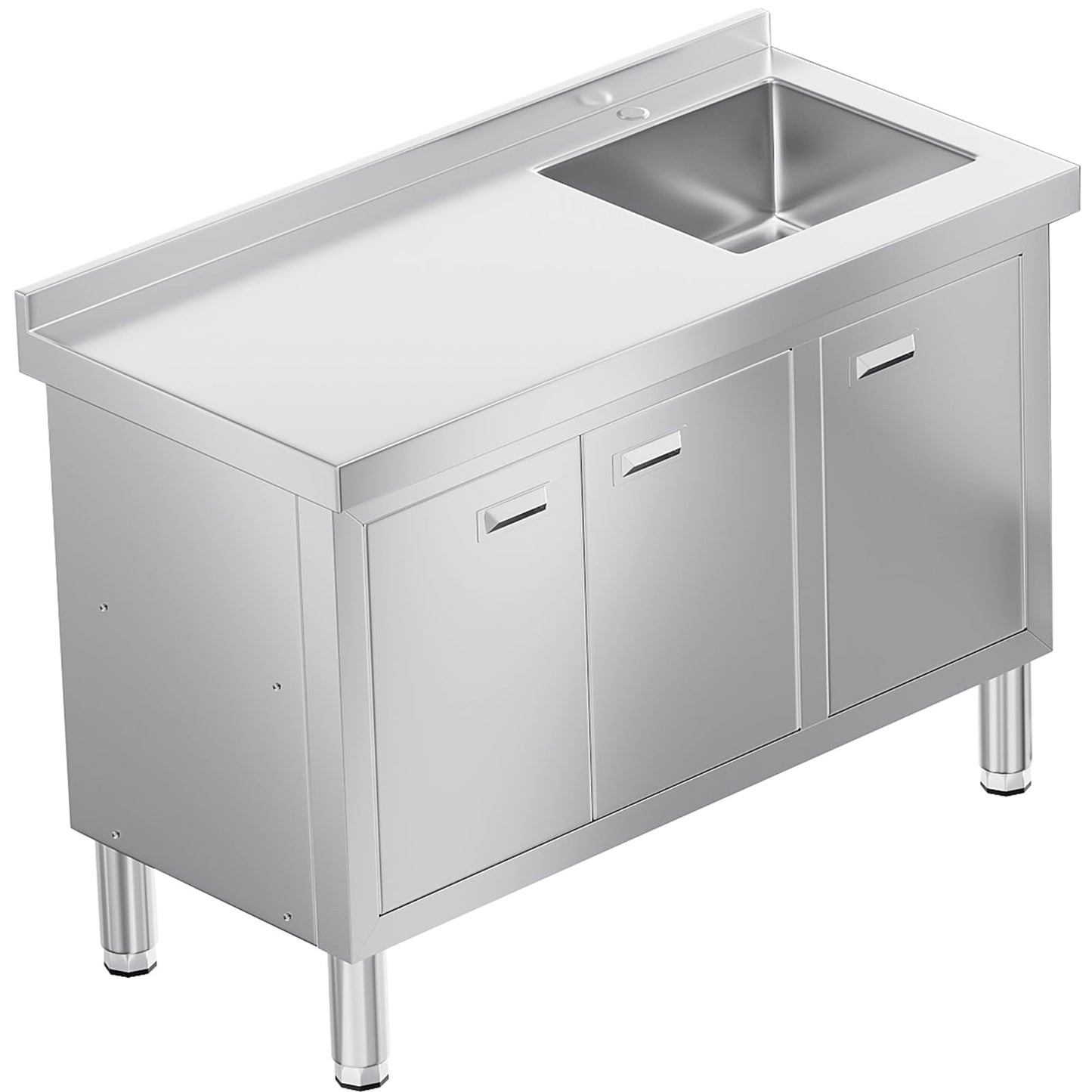 WWK 47" x 21" Stainless Steel Sink with Cabinet, Freestanding Utility Sink Laundry Sink, Heavy Duty Commercial Kitchen Sink for Outdoor, Restaurant, Hotel, Cafe, and Garage, 21D x 47W x 35H inches