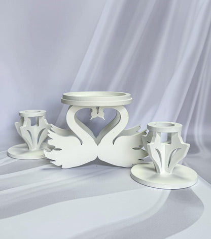 Magik Life Wooden Unity Candle Holder – Solid Triple Candle Stand – Handcrafted from Natural Wood – Painted in Safe Premium White Finish – Fits 2 Taper (0.80”) & 1 Pillar Candle (3”)