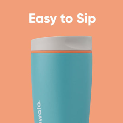Owala SmoothSip Slider Insulated Stainless Steel Coffee Tumbler,Reusable Iced Coffee Cup,Hot-Coffee Travel Mug,BPA Free 20 oz,Grey/Blue (Beachy Breeze),(Pack of 8)