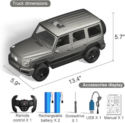 2.4G RC Cars for Kids 1:14 Remote Control Jeep Toy with LED Lights Gesture Sensing Open Doors Racing SUV Truck Off-Road All Terrain Crawler Vehicle Toy Birthday for Boys