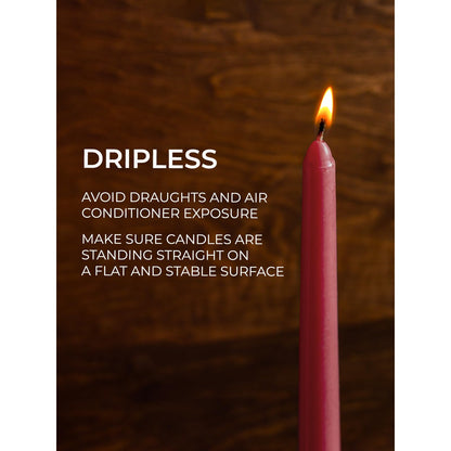 CANDWAX Bordeaux 8 inch Taper Candles Set of 4 - Unscented Smokeless Dripless Tall Candlesticks - Ideal for Party, Wedding or as a Romantic Dinner Table Centerpiece - Tapered Candle Sticks