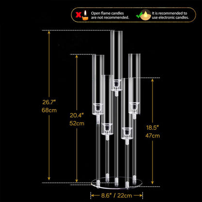 2/4PCS Candle Holder - Candelabra, 3/5 Arms Clear Candelabra Centerpieces for Wedding, Acrylic Candle Holder, Taper Candlesticks Candle Holders, with Acrylic Shade(5 Arm 1)