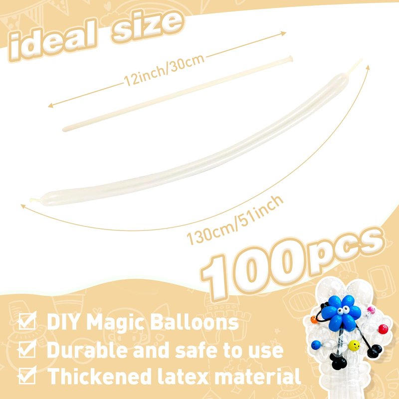 100pcs metallic chrome gold 260 Long Balloons for Balloon Animals, Thickening Skinny Latex Twisting Balloons for Tying Balloon Arch Modeling Magic Clown Birthday Wedding Party Decorations.