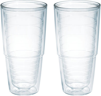 Tervis Clear & Colorful Tabletop Made in USA Double Walled Insulated Tumbler Travel Cup Keeps Drinks Cold & Hot, 24oz - 2pk, Clear