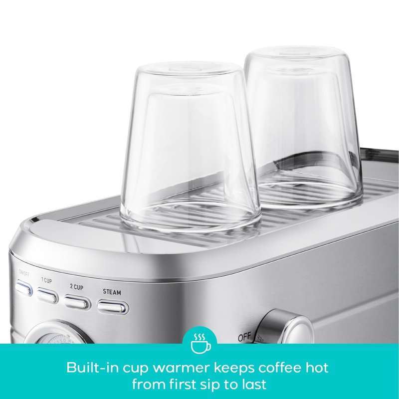 CASABREWS CM5418 Espresso Machine 20 Bar, Compact Espresso Maker with Steam Milk Frother, Stainless Steel Coffee Machine with 34oz Removable Water Tank for Cappuccino, Small Latte Machine, Silver