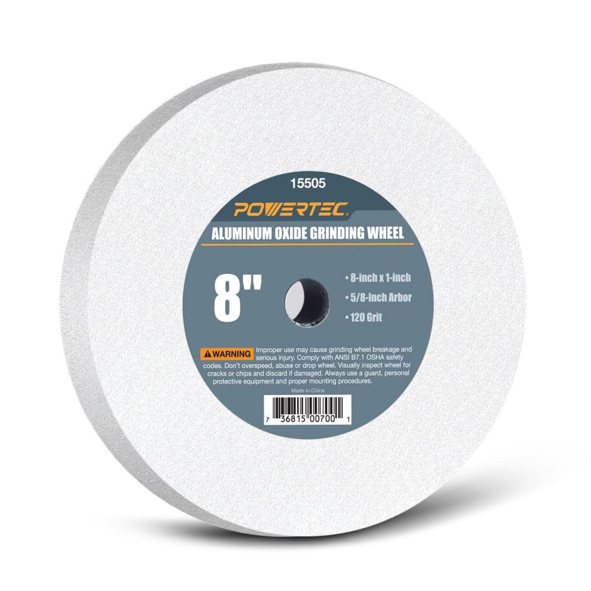 WEN BG4280 5-Amp 8-Inch Variable Speed Bench Grinder with Flexible Work Light & POWERTEC 15505 White Aluminum Oxide Grinding Wheel, 8-Inch by 1-Inch, 5/8-Inch Arbor, 120 Grit