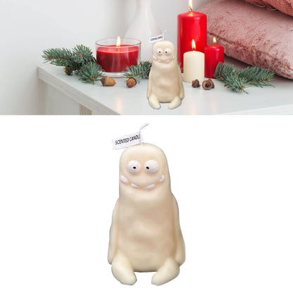 RASTKY Clay Man Shape Fragrant Candle Smokeless Funny Cute Souvenir for Home Wedding Gift 5.6oz (Thin White)