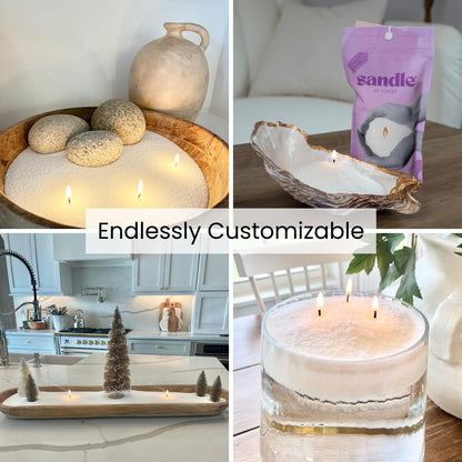 Foton Sandle Pearled Candle 10 Oz – Clean Laundry, Non Toxic Luxury Long Lasting Sand Candles up to 120 Hours - Refillable Candle Sand with 15 Wicks for Candles Making