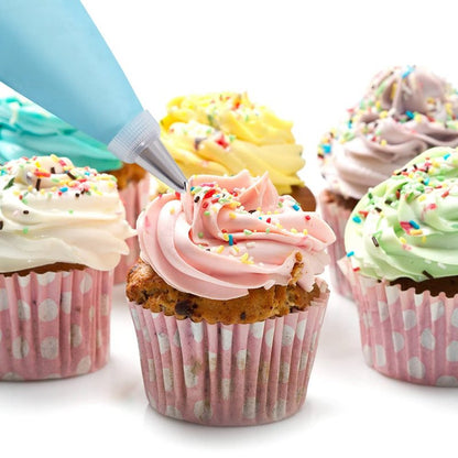 200Pcs Piping Bags and Tips Set, 12 Inch Pastry Bags, Cakes Decorating Kit Supplies, Icing Bags Disposable with 1 Reusable Piping Bags, 12 Frosting Tips, 2 Couplers, 2 Bag Ties