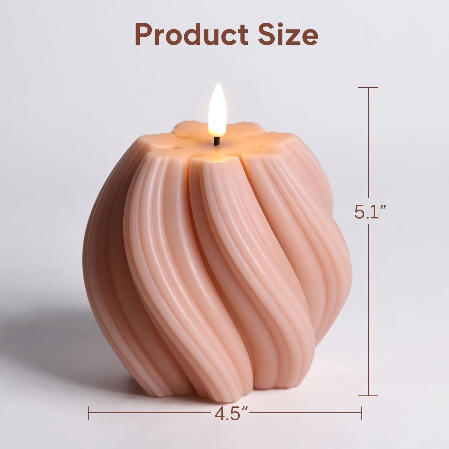 Girimax Dusty Pink Swirl Flameless Candles with Remote, Flickering LED Wax Candle Aesthetic Home Shelf Decor 1 Pack