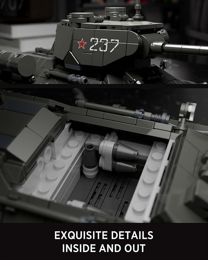 Nifeliz T34/85 Tank WW2 Military Tank Building Set for Adults Collectible Army Model to Build and Display Gift Ideal for Military Fans (818 PCS NF10270)