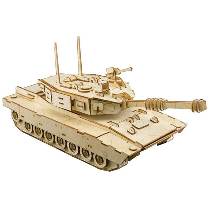 3D Wooden Puzzles Laser Engraving DIY Safe Assembly Constructor Kit Toy for Teens and Adults (Tank)