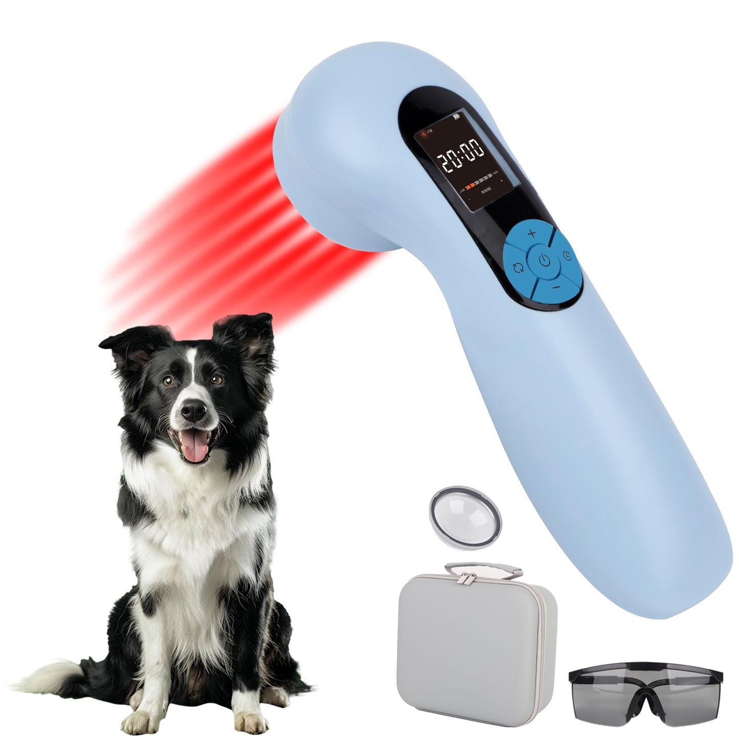 pinfriy 10*650nm 5*808nm LLLT Cold Laser Therapy Device for Human/Vet, Gentle Low-Level Laser Therapy Machine, 10Hz Pulsed Near Infrared Light Therapy Treatment for Joints Muscles Pain Relief, Blue