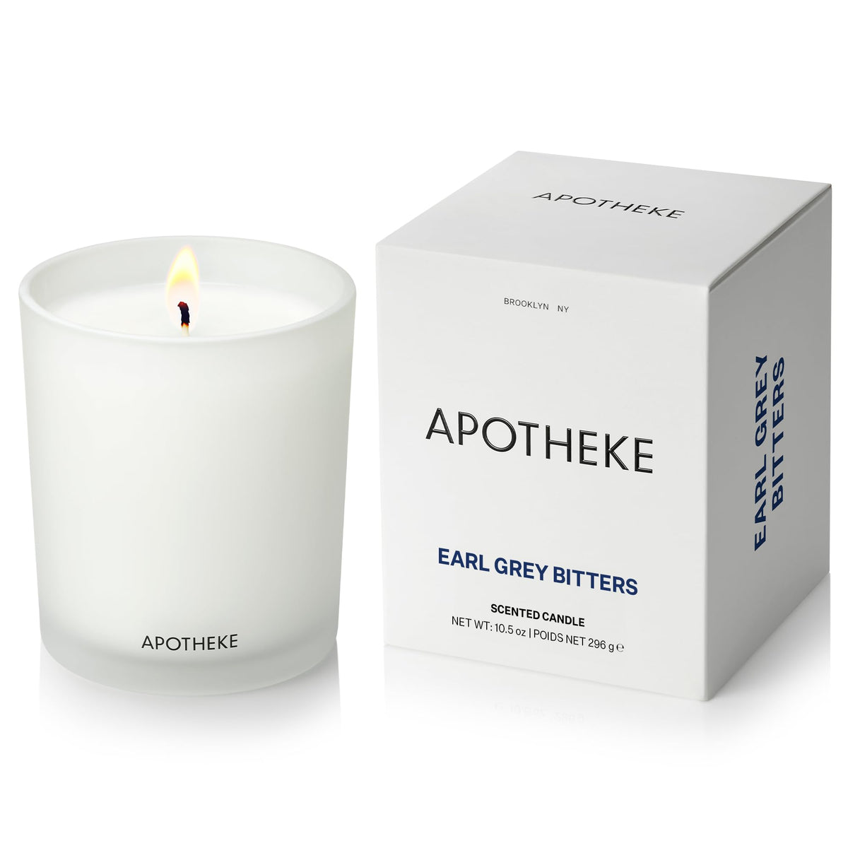 Apotheke Signature Scented Candles for Home, Earl Grey Bitters - 10.5 oz - Soy Wax, Non Toxic, Large Jar White - Luxury Candle Gifts for Women & Men - Bergamot, Peony, and Lemon