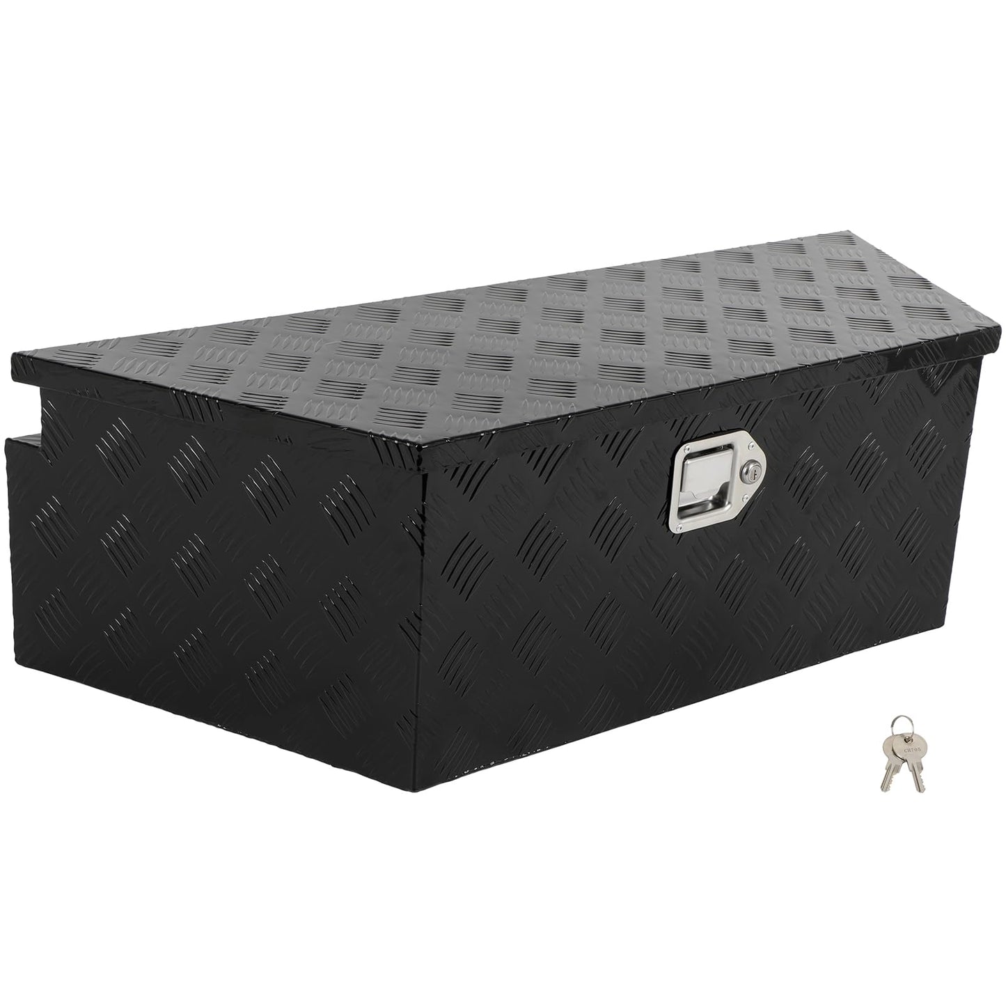 SCITOO 39 Inch Aluminum Diamond Plate Truck Bed Tool Box,Heavy Duty Crossover Storage for Most Full Size Pickups,Lockable Weatherproof Chest,Fits 39" Truck Beds,Easy Access to Load and Unload