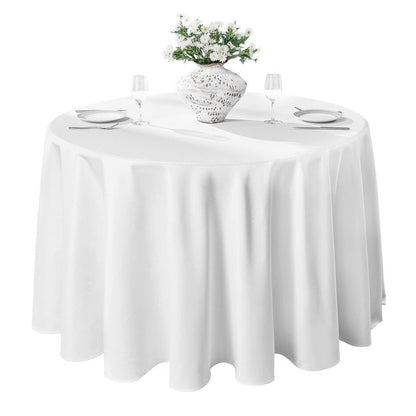 VidaFete 1 Pack 70inch Round Tablecloth Polyester Table Cloth, Stain Resistant and Wrinkle Polyester Dining Table Cover for Kitchen Dinning Party Wedding Rectangular Tabletop Buffet Decoration(White)